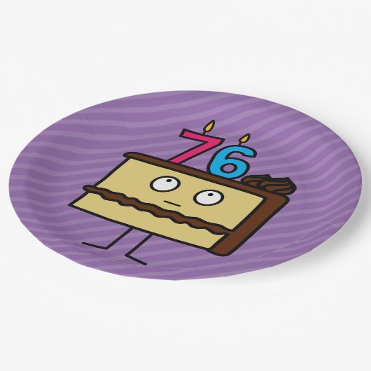 Assiettes En Carton 76e anniversaire Gâteau aux bougies (Angle)