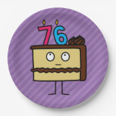 Assiettes En Carton 76e anniversaire Gâteau aux bougies (Devant)