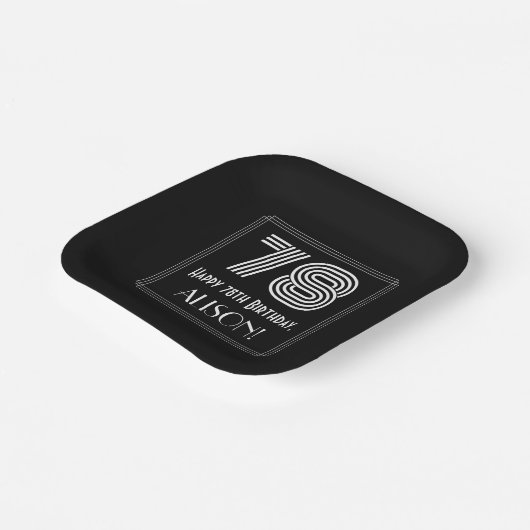 Assiettes En Carton 78e anniversaire — Art Déco Inspiré Look "78" + No (Angulaire)