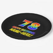 Assiettes En Carton 78e anniversaire : Bold, amusant, simple, arc-en-c (Angle)