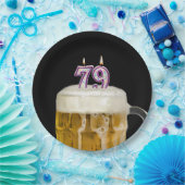 Assiettes En Carton 79e anniversaire Bière sur plaque de papier noir (Fête)