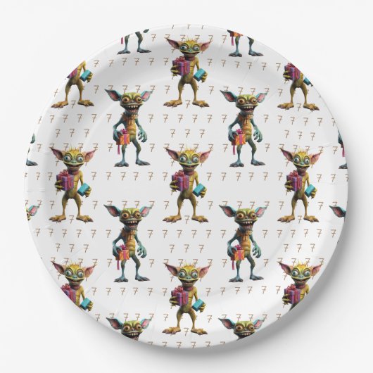 Assiettes En Carton 7 Anniversaire Monster Gremlin (Devant)