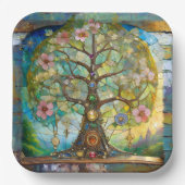 Assiettes En Carton 7 Chakra Blossoming Tree Of Life (Recto)
