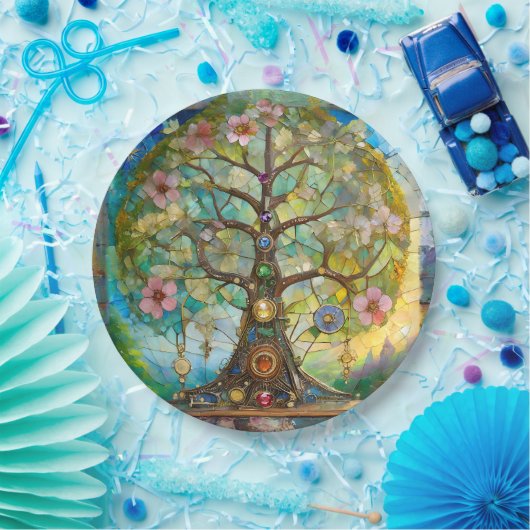 Assiettes En Carton 7 Chakra Fleurissant Arbre De Vie (Fête)