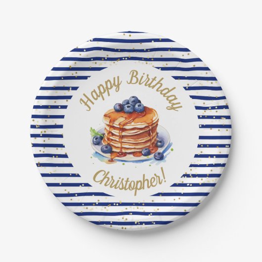 Assiettes En Carton 7" Pancakes et Pyjama Plaque de papier d'anniversa (Devant)