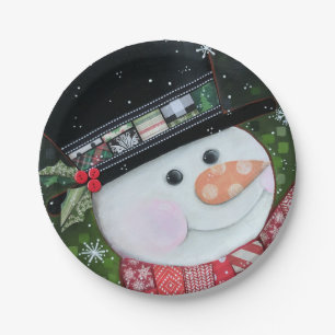 Assiettes En Carton 7" plaque à papier de bonhomme de neige de