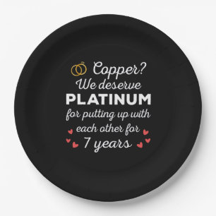 Assiettes En Carton 7e anniversaire Mariage I - Couple amusant en cuiv