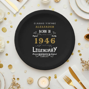 Assiettes En Carton 80e anniversaire 1946 légendaire Rétro