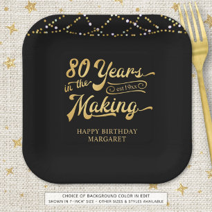Assiettes En Carton 80e anniversaire 80 ans rétro dans les lumières