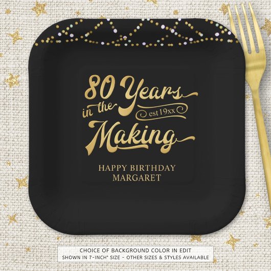 Assiettes En Carton 80e anniversaire 80 ans rétro dans les lumières
