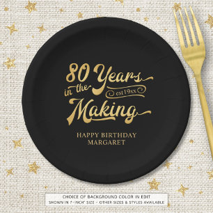 Assiettes En Carton 80e anniversaire 80 ans rétro dans les lumières