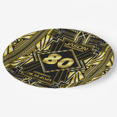 Assiettes En Carton 80e anniversaire Art Déco Gold Black Great Gatsby (Angle)