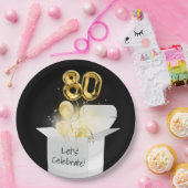 Assiettes En Carton 80e Anniversaire Ballons d'Or En Boîte Blanche (Fête)