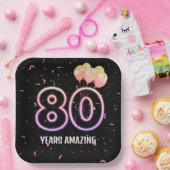 Assiettes En Carton 80e anniversaire Balloons et Confetti (Fête)