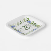 Assiettes En Carton 80e anniversaire Blue Hydrangeas (Angulaire)