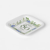 Assiettes En Carton 80e anniversaire Blue Hydrangeas (Angulaire)