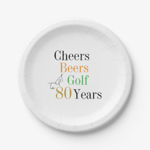 Assiettes En Carton 80e anniversaire Cheers Beers Golf Party
