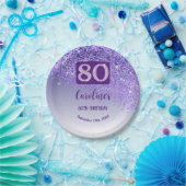 Assiettes En Carton 80e anniversaire Chic Falling Purple Parties scint (Fête)