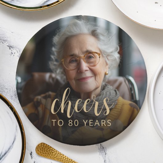 Assiettes En Carton 80e anniversaire de la fête