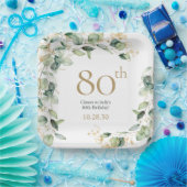 Assiettes En Carton 80e anniversaire Eucalyptus (Fête)