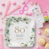 Assiettes En Carton 80e anniversaire Eucalyptus (Fête)