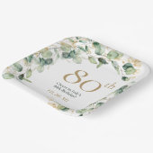 Assiettes En Carton 80e anniversaire Eucalyptus (Angulaire)