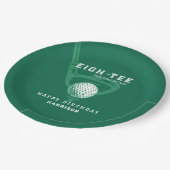 Assiettes En Carton 80e Anniversaire Fête Golf Thème Nom Vert Moderne (Angle)