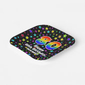 Assiettes En Carton 80e anniversaire : Fun Stars Motif et Rainbow "80" (Angulaire)