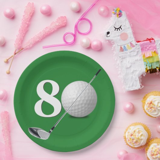 Assiettes En Carton 80e Anniversaire Golf Ball And Club (Fête)