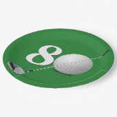Assiettes En Carton 80e Anniversaire Golf Ball And Club (Angle)