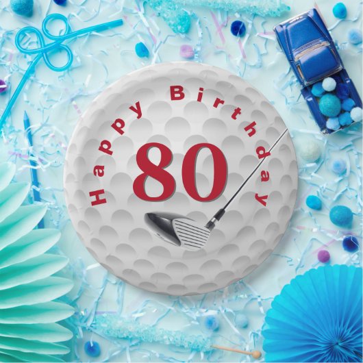 Assiettes En Carton 80e anniversaire Golf Ball Design Plaque en papier (Fête)