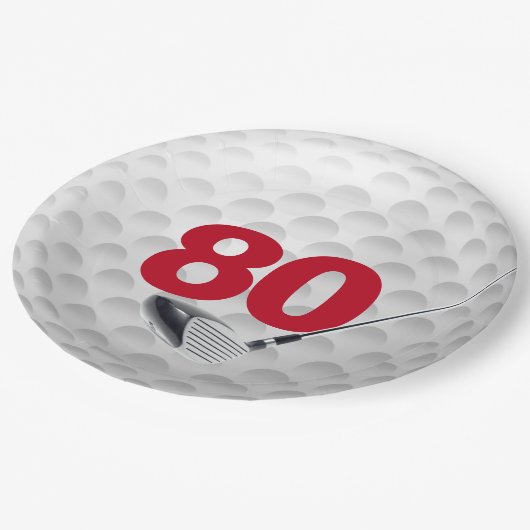 Assiettes En Carton 80e anniversaire Golf Ball Design Plaque en papier (Angle)