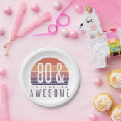 Assiettes En Carton 80e anniversaire Retro Sunset (Fête)