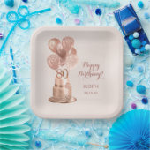 Assiettes En Carton 80e anniversaire Rose Gold Cake plaque papier (Fête)