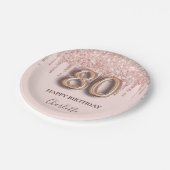 Assiettes En Carton 80e anniversaire rose or parties scintillant rose (Angle)