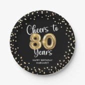 Assiettes En Carton 80e anniversaire Soeurs à 80 ans Black Gold (Devant)