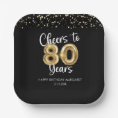 Assiettes En Carton 80e anniversaire Soeurs à 80 ans Black Gold (Recto)