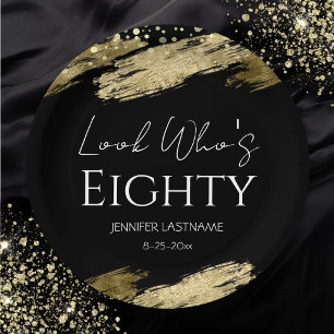 Assiettes En Carton 80e Anniversaire Soirée Gold Black Look Qui est
