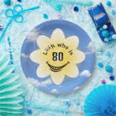 Assiettes En Carton 80e anniversaire soleil d'été et nuages (Fête)