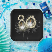 Assiettes En Carton 80e anniversaire Sparklers de fête sur noir (Fête)