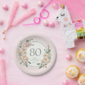 Assiettes En Carton 80e anniversaire Tropical Floral (Fête)