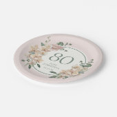 Assiettes En Carton 80e anniversaire Tropical Floral (Angle)