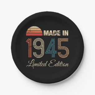Assiettes En Carton 80e anniversaire Vintage 1945