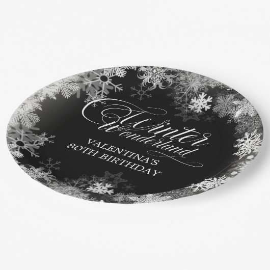 Assiettes En Carton 80e anniversaire Wonderland Winter Wonderland Snow (Angle)
