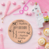 Assiettes En Carton 80e fête d'anniversaire répétez les noms Peach Fuz (Fête)