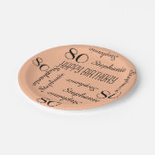 Assiettes En Carton 80e fête d'anniversaire répétez les noms Peach Fuz (Angle)