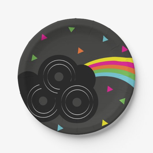 Assiettes En Carton 80s 90s Neon Tween Birthday Record Party (Devant)