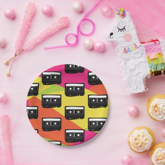 Assiettes En Carton 80s 90s Neon Tween fête d'anniversaire (Fête)