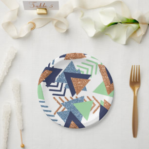Assiettes En Carton 80s Couleur Abstraite Monnaie d'or des Roses de