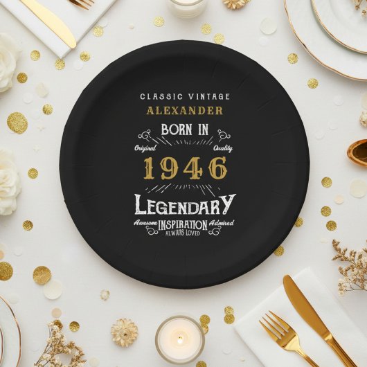 Assiettes En Carton 80th Birthday 1946 Legendary Retro